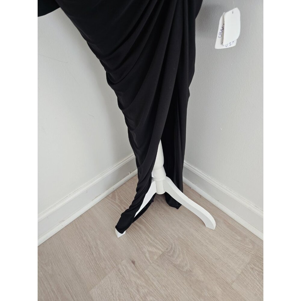 Betsy And Adam Black Bodycon High Slit Long Sleeves Ruched Dress Gown Maxi 10 M - Picture 10 of 11